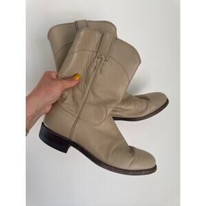 Justin Leather Western Mid Calf Cowgirl Boots Made in USA in Gray, Size 8